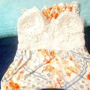 Summer dress white with flowers speggitti strap